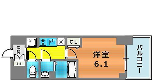 エステムコート神戸グランスタイル 6階 1K 賃貸物件詳細
