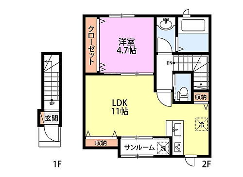 アンウルー坂井 2階 1LDK 賃貸物件詳細