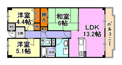 オルテンシアＫＯＢＥ 2階 3LDK 賃貸物件詳細