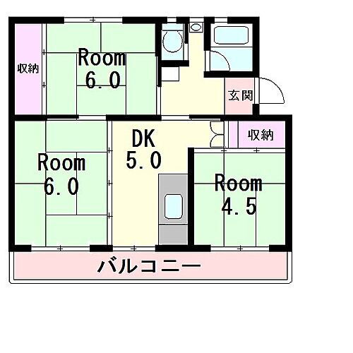 ビレッジハウス五個荘２号棟 3階 3DK 賃貸物件詳細
