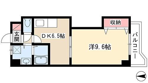 レジデンス黒龍 9階 1DK 賃貸物件詳細