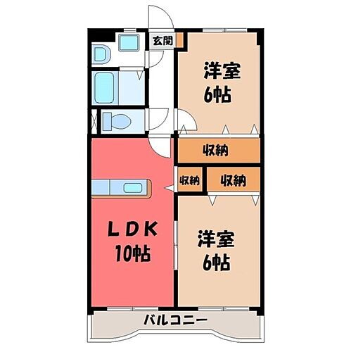 栃木県下野市下古山 石橋駅 2LDK マンション 賃貸物件詳細