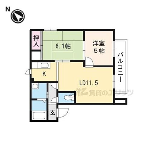 カーサ　カナマキ 2階 2LDK 賃貸物件詳細