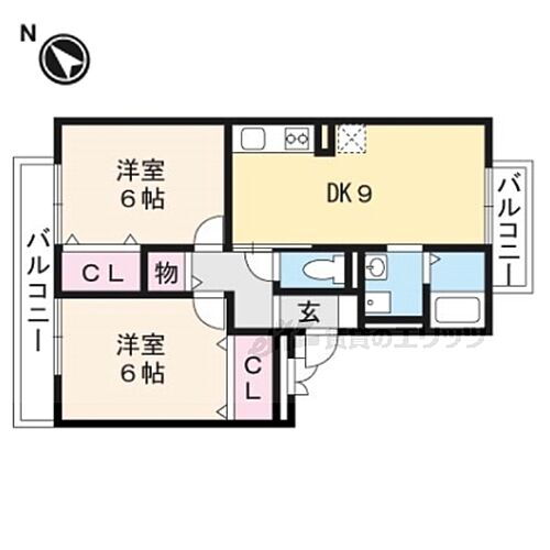 セジュールＬ３ 2階 2DK 賃貸物件詳細