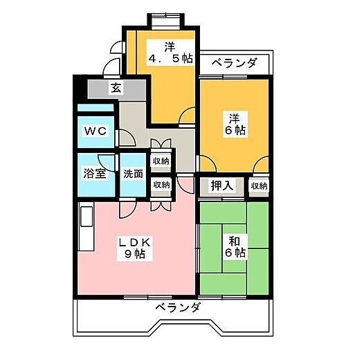 サニーコート寺田 3階 3LDK 賃貸物件詳細