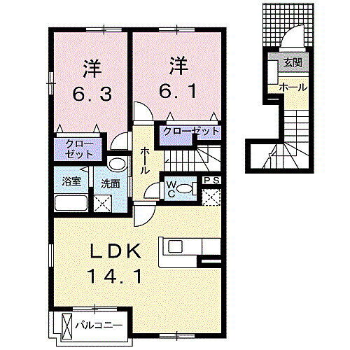 和歌山県岩出市東坂本15 下井阪駅 2LDK アパート 賃貸物件詳細