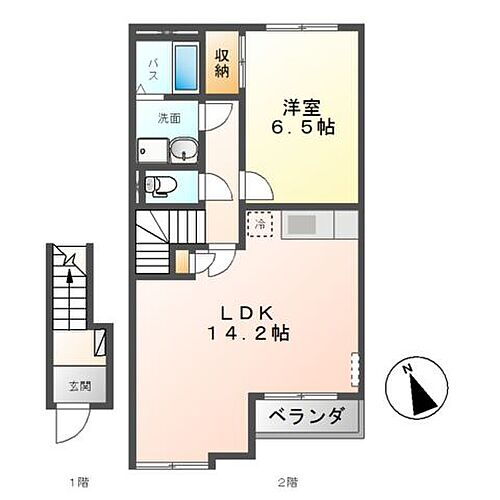 ブレス・コート 2階 1LDK 賃貸物件詳細