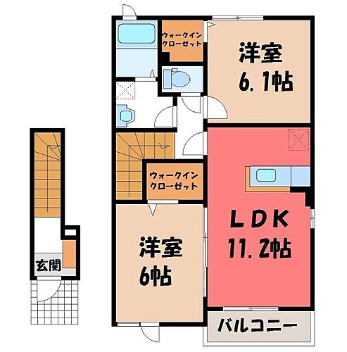 栃木県栃木市大平町下皆川 新大平下駅 2LDK アパート 賃貸物件詳細