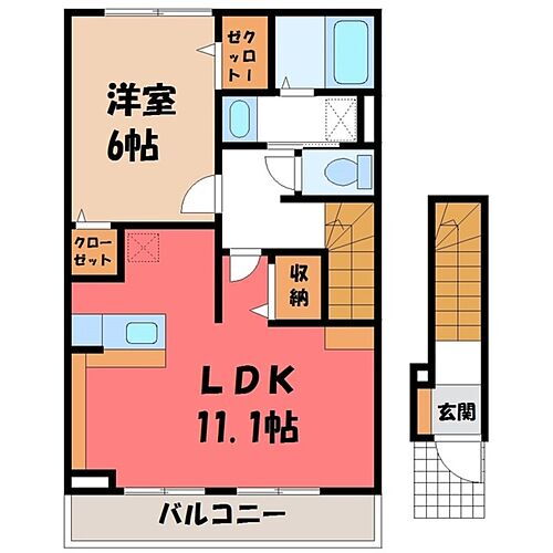 ラフレシール　Ａ 2階 1LDK 賃貸物件詳細