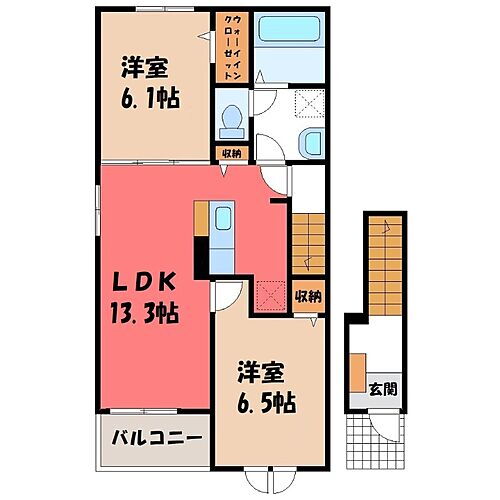 栃木県真岡市下鷺谷 北真岡駅 2LDK アパート 賃貸物件詳細