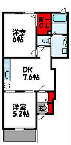 福岡県宗像市宮田2丁目 赤間駅 2DK アパート 賃貸物件詳細