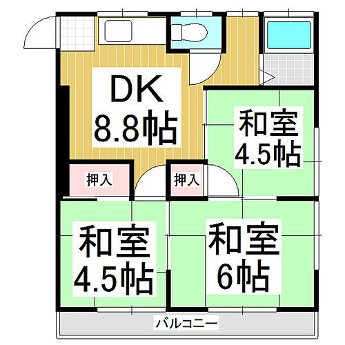 メゾンドゥこづち 2階 3DK 賃貸物件詳細