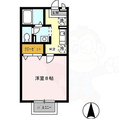 ポレール・Ｋ 2階 1K 賃貸物件詳細