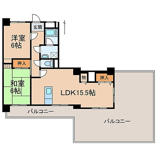 第２川端マンション 6階 2LDK 賃貸物件詳細