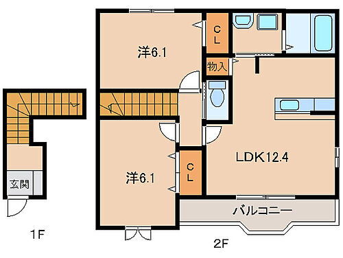 和歌山県紀の川市南中 打田駅 2LDK アパート 賃貸物件詳細