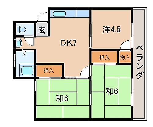 コーポかつらぎ 2階 3DK 賃貸物件詳細