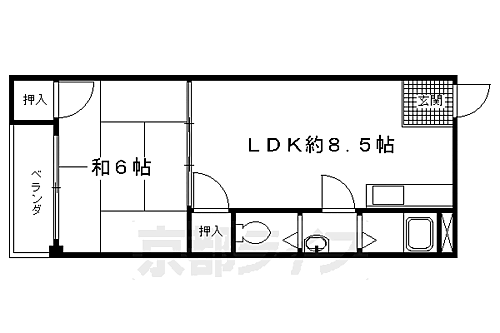 洛西マンション 4階 1LDK 賃貸物件詳細