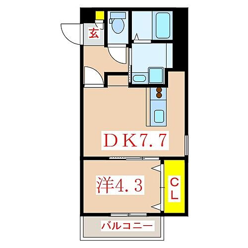 クラウンステージ 4階 1DK 賃貸物件詳細