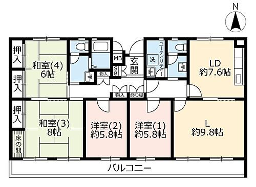 ＵＲ千葉ニュータウン内野 4階 4LDK 賃貸物件詳細