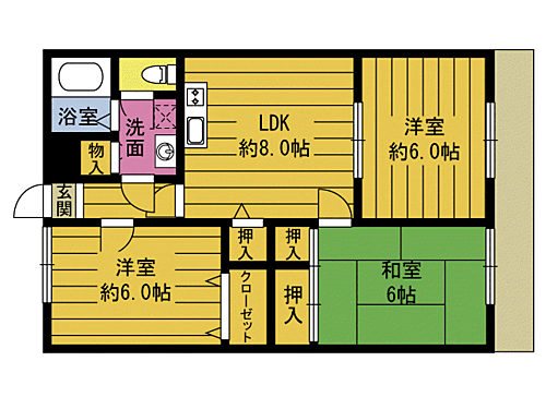 大分県別府市石垣東8丁目 別府大学駅 3DK マンション 賃貸物件詳細