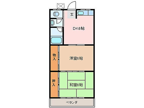 岡村ハイツ 2階 2DK 賃貸物件詳細