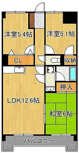 サンローゼ本城東 2階 3LDK 賃貸物件詳細