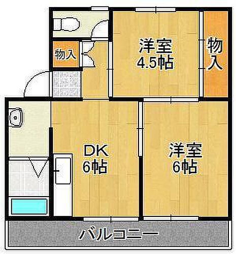 ヴィラナリー中間Ｉ　２号棟 5階 2DK 賃貸物件詳細