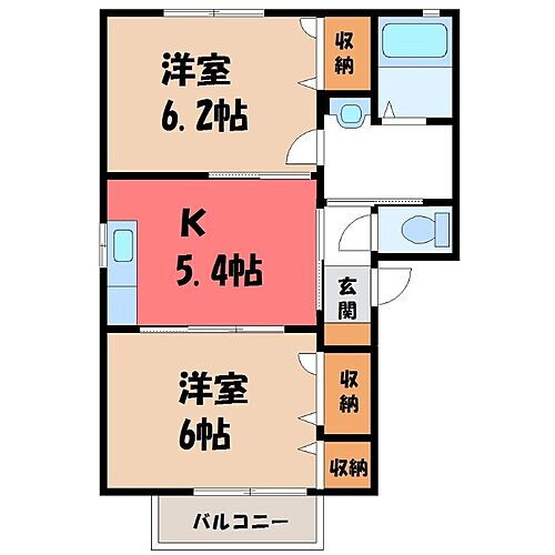 茨城県筑西市野殿 大田郷駅 2K アパート 賃貸物件詳細