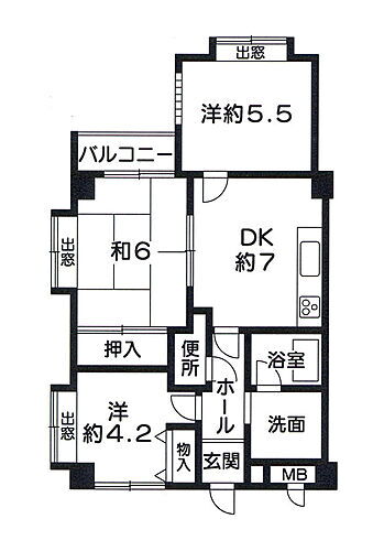 ベネフィス魚住ＩＩ 3階 3DK 賃貸物件詳細