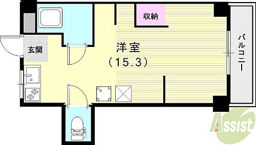 三宮アソシア 4階 ワンルーム 賃貸物件詳細