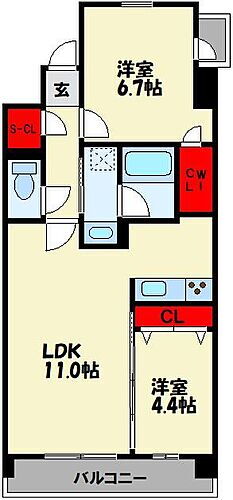 シティコートＨＡＮＡＴＡＫＵ 7階 2LDK 賃貸物件詳細