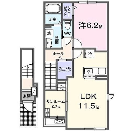 兵庫県姫路市花田町加納原田 御着駅 1LDK アパート 賃貸物件詳細