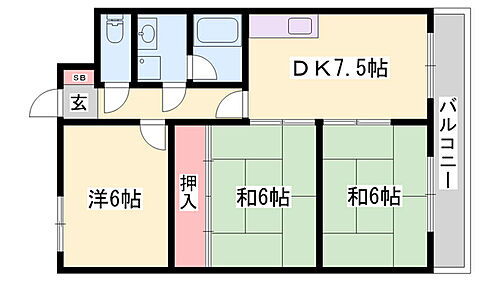 兵庫県姫路市北八代1丁目 姫路駅 3DK マンション 賃貸物件詳細