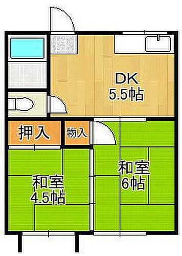 福岡県北九州市小倉南区葛原高松1丁目 下曽根駅 2K アパート 賃貸物件詳細