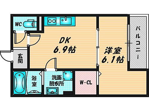 大阪府東大阪市岸田堂北町4-14 ＪＲ俊徳道駅 1DK アパート 賃貸物件詳細