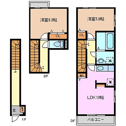 三重県四日市市下之宮町 富田駅 2LDK アパート 賃貸物件詳細