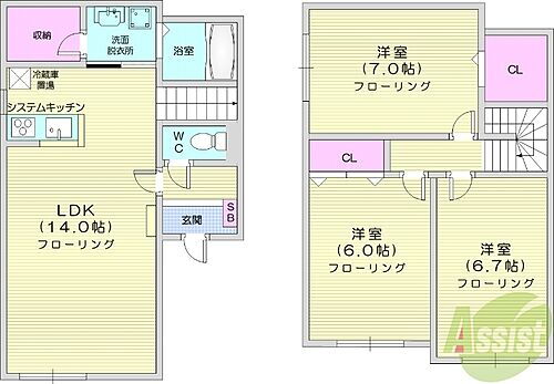 コモド２　Ｃ 1階 3LDK 賃貸物件詳細