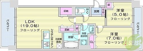 プレミスト札幌ステーションアクシスアクアサイド 12階 2LDK 賃貸物件詳細