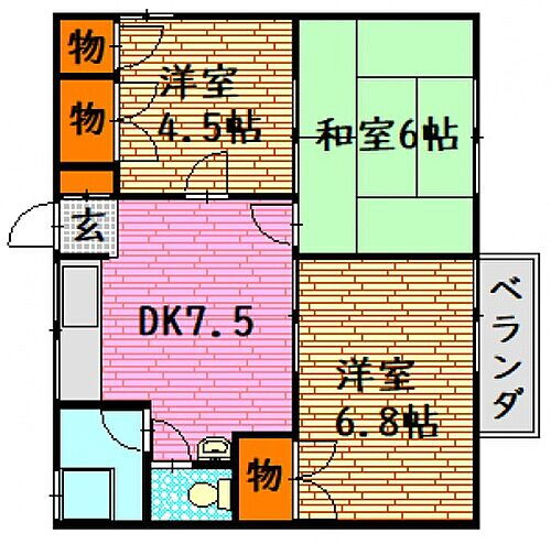 なかしまコートヴィレッヂ 2階 3DK 賃貸物件詳細