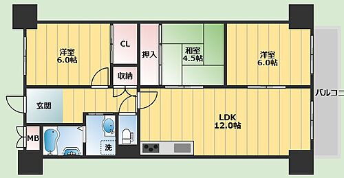 箕面サンハイツ 6階 3LDK 賃貸物件詳細