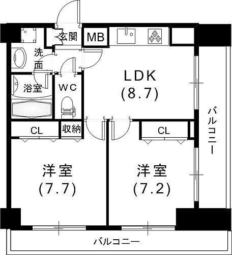 ロイヤルヒル神戸三ノ宮ＩＩ 12階 2LDK 賃貸物件詳細