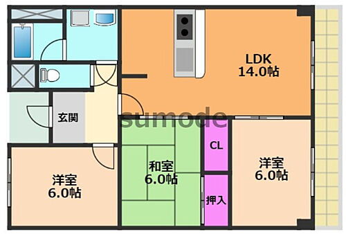 大阪府吹田市山田南 千里丘駅 3LDK マンション 賃貸物件詳細