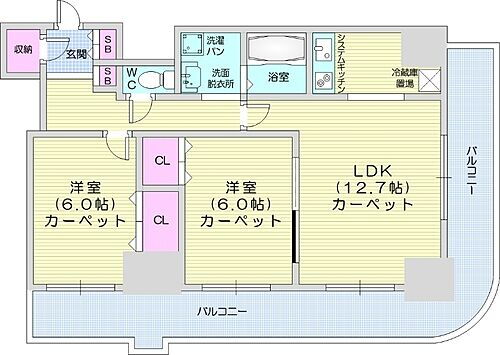  2LDK、オートロック、電気コンロ、トランクルーム