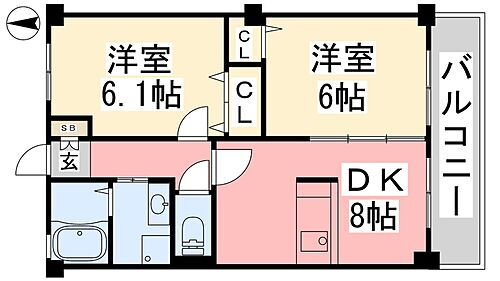 フォブール三浦ＩＩ 2階 2DK 賃貸物件詳細