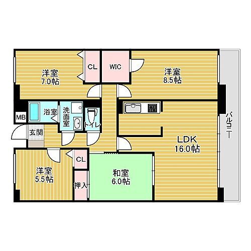 パルティール田中 7階 4LDK 賃貸物件詳細