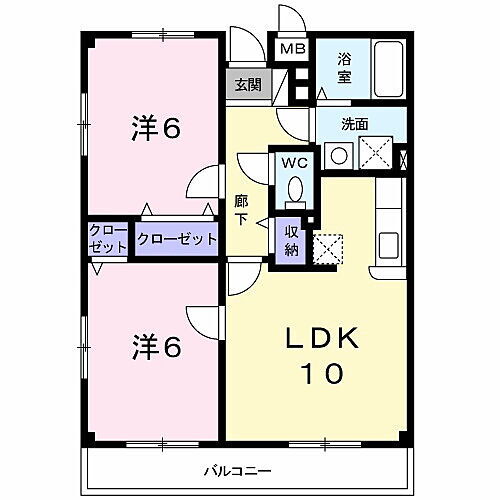 グラン　ソレイユ　（高安北） 2階 2LDK 賃貸物件詳細