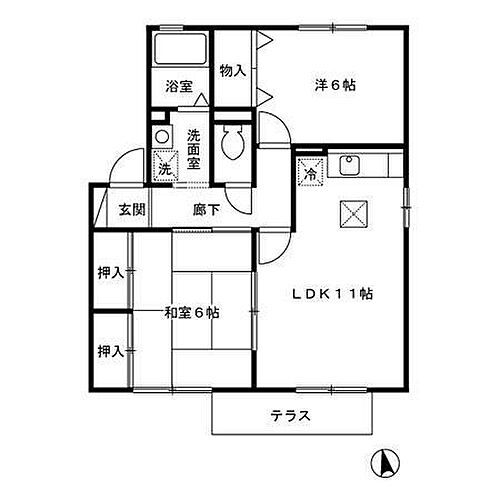 フモト・ブラッサム　ＩＩ棟 1階 2LDK 賃貸物件詳細