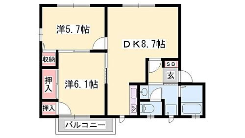 ラヴェール英賀保 1階 2DK 賃貸物件詳細