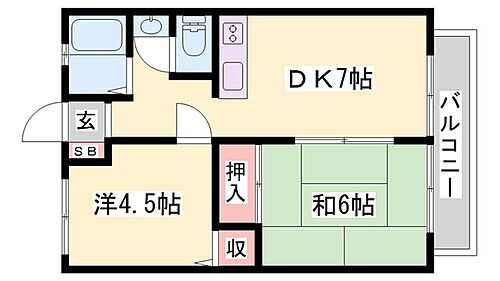 サンシティ下手野 2階 2DK 賃貸物件詳細