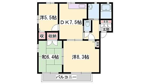 グランシード中島 2階 3DK 賃貸物件詳細